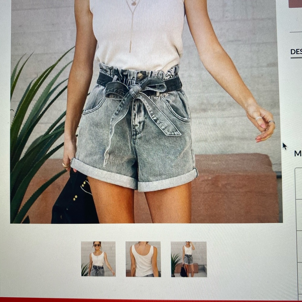 Grey paper bag shorts